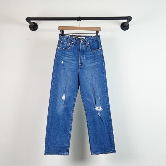 NWT Levi’s Ribcage Straight Ankle Jean in Jazz Jive Tribe - Picture 7 of 11